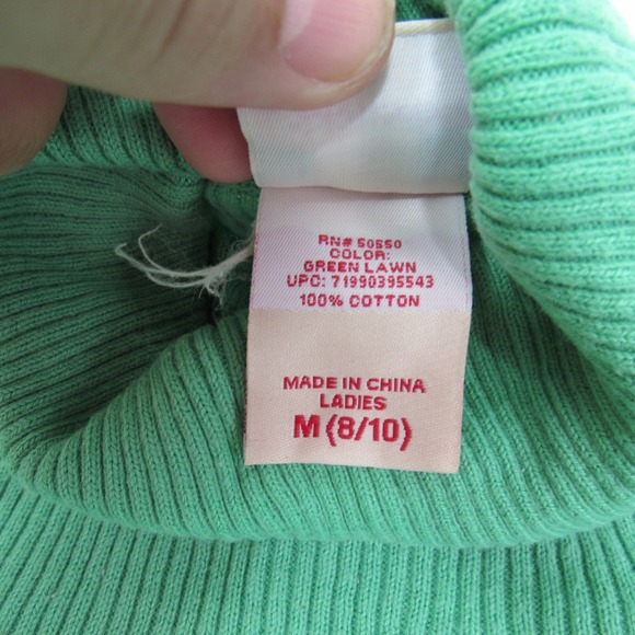 Faded Glory Womens Green Lawn Ribbed Knit Turtleneck Top Size M (8/10) - Picture 4 of 7